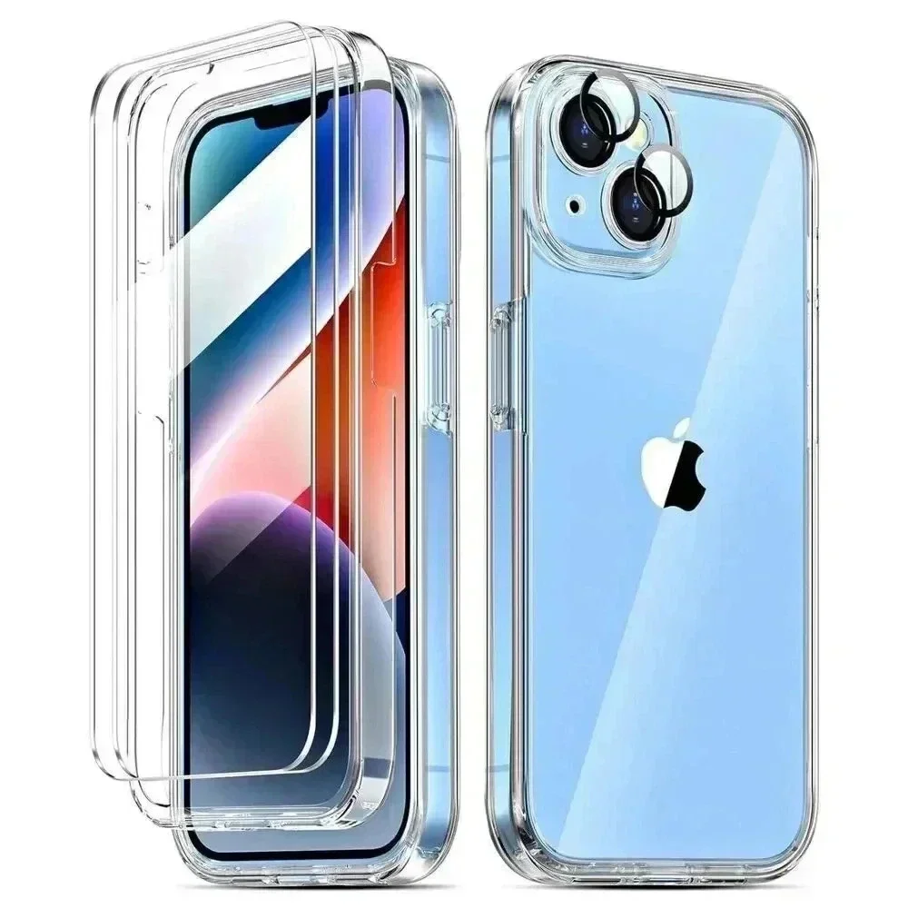 360° Case for iPhone 13/14 6.1” 2 Screen &‎ Lens Protectors Stick On Kickstand